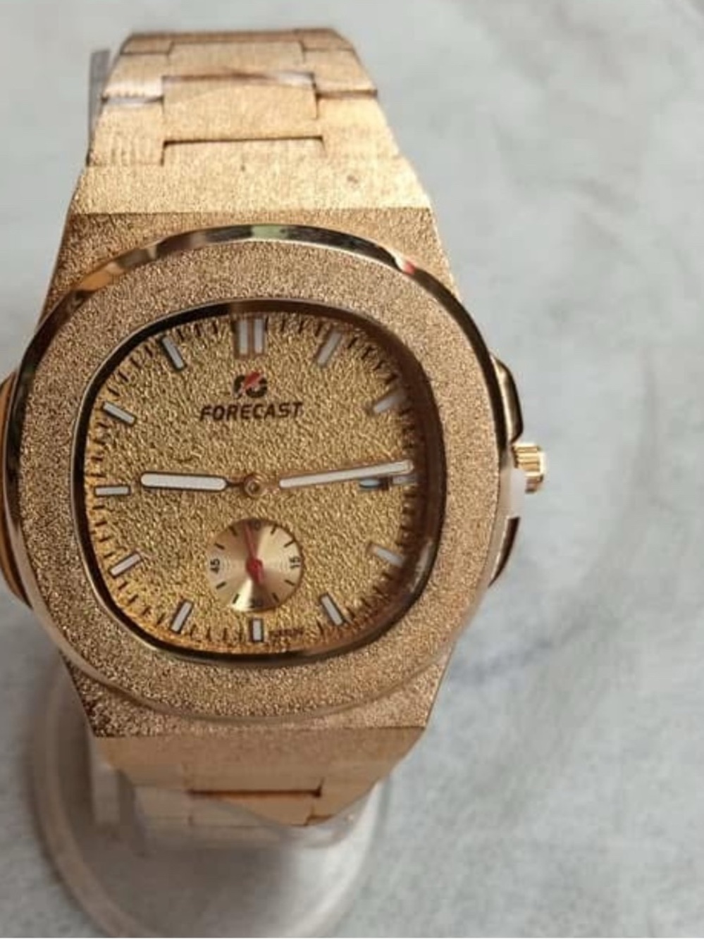 Forecast Gold-Tone Textured Dial Watch